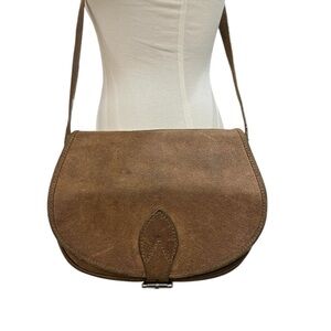 A.P.C. Rough Suede Saddle Bag Distressed Style Color Front Buckle Crossbody EUC